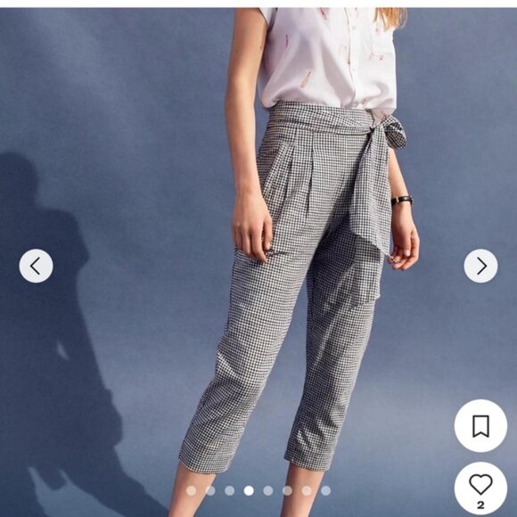 Anthropologie Tie Waist Gingham TrousersCartonnier Size 2 - Picture 2 of 16